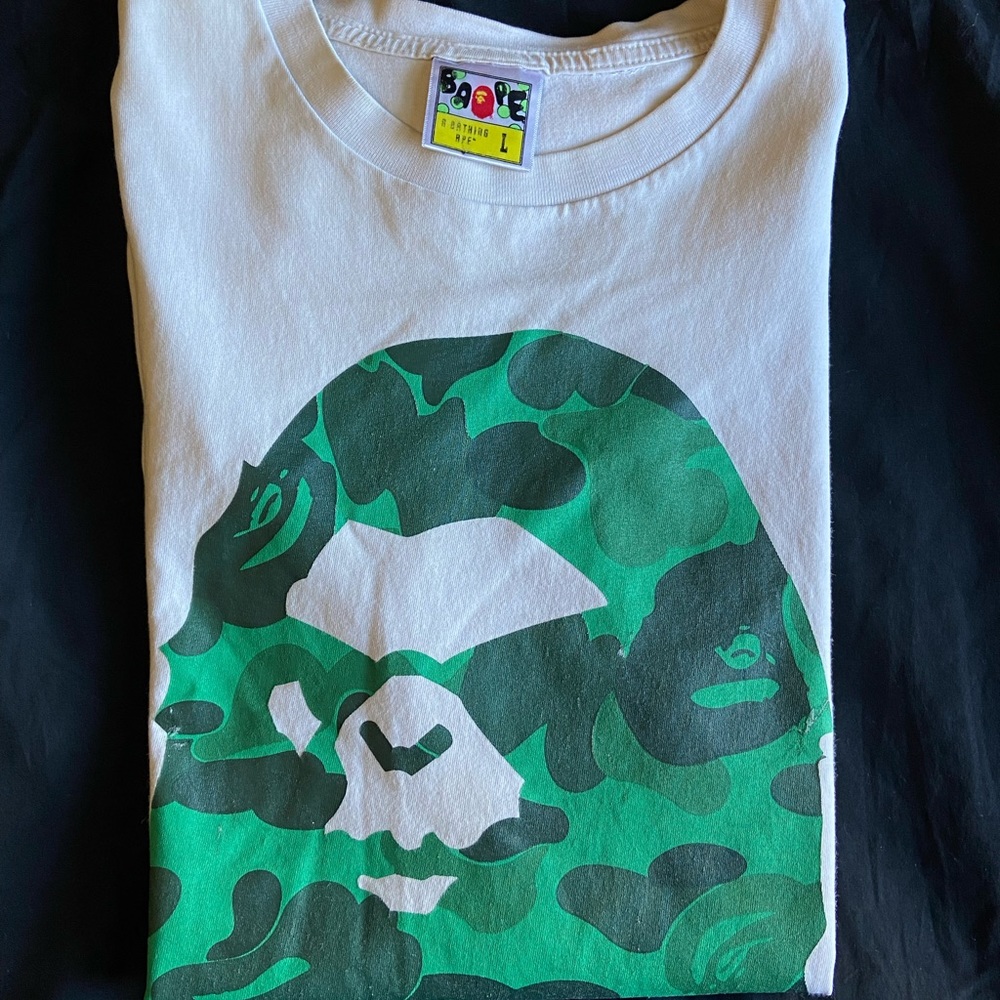 “ A Bathing Ape” Bape Head Tee - Green - Large